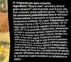 Etichetta Ikea cereali contenenti glutine